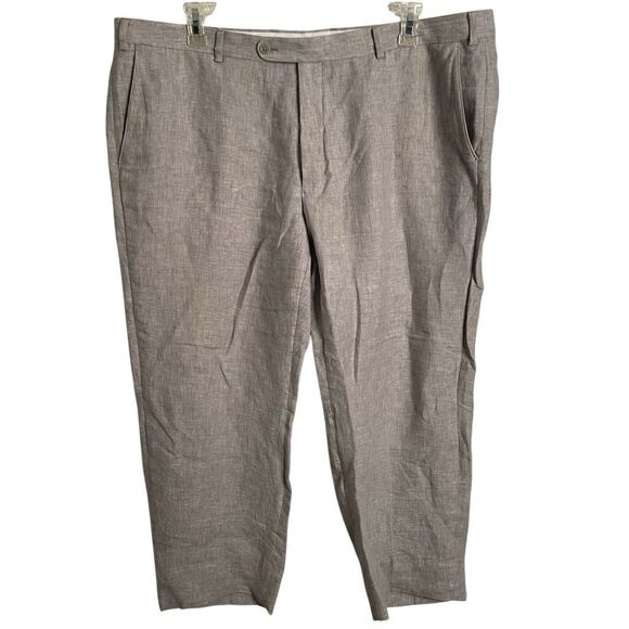 Joseph Abboud Mens 100% Linen Suit Blazer 50R Pant 44x30 Light Gray Slim Fit - Picture 8 of 16